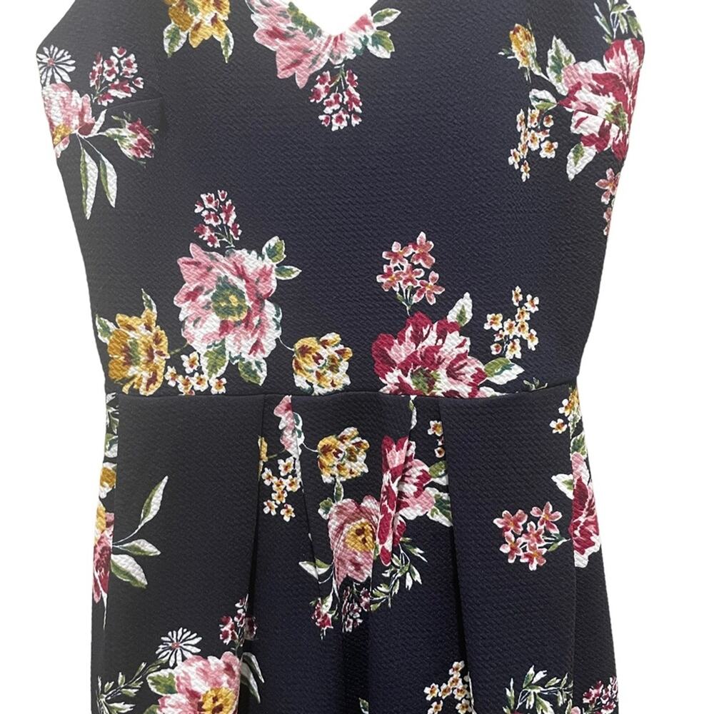 Monteau Floral Sleeveless Fit and Flare Mini Dress Black Size XS - Picture 2 of 7